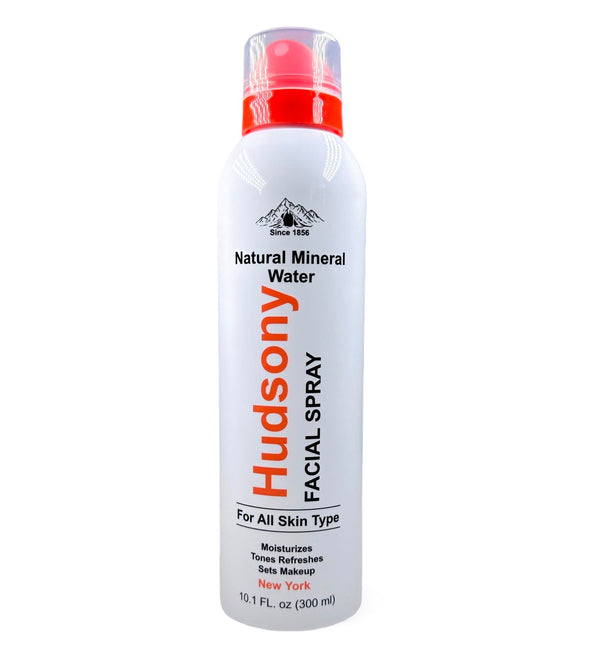 Hudsony Natural Mineral Water Face Mist 10.1 oz bottle with a clear, refreshing spray nozzle on a light background.