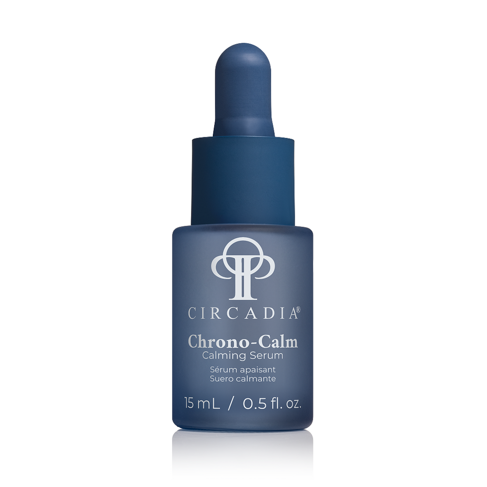 Circadia Chrono-Calm Calming Serum bottle with dropper, designed for soothing and calming skin care.