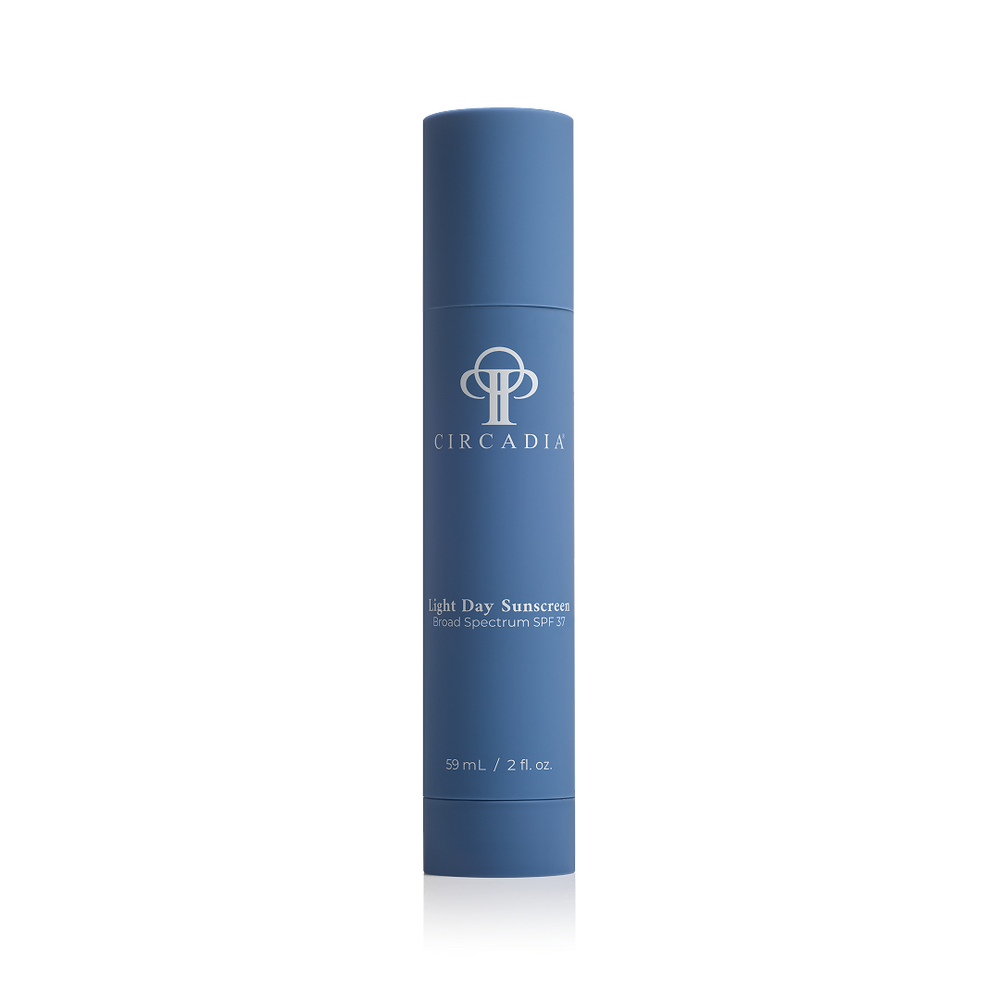 Circadia Light Day Sunscreen SPF 37 bottle with pump dispenser, broad spectrum protection for face and skin.