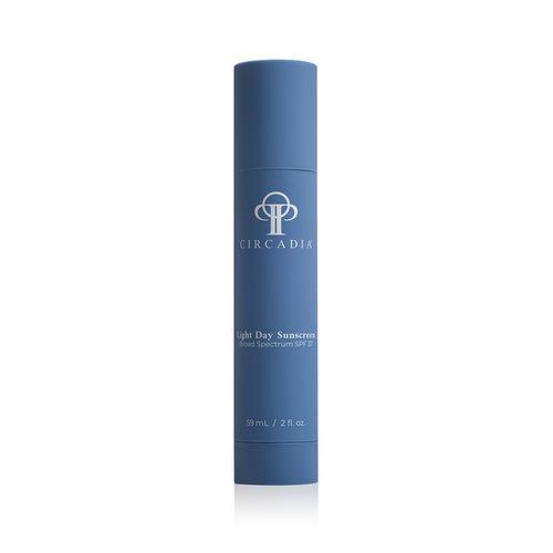 Circadia Light Day Sunscreen SPF 37 bottle with pump dispenser, broad spectrum protection for face and skin.