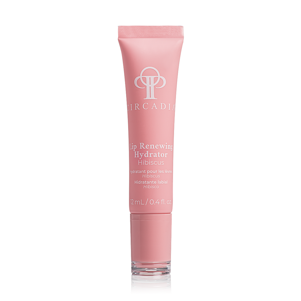 Circadia Lip Renewing Hydrator with Hibiscus, a lip care product showing the jar with Hibiscus extract for nourishing lips.
