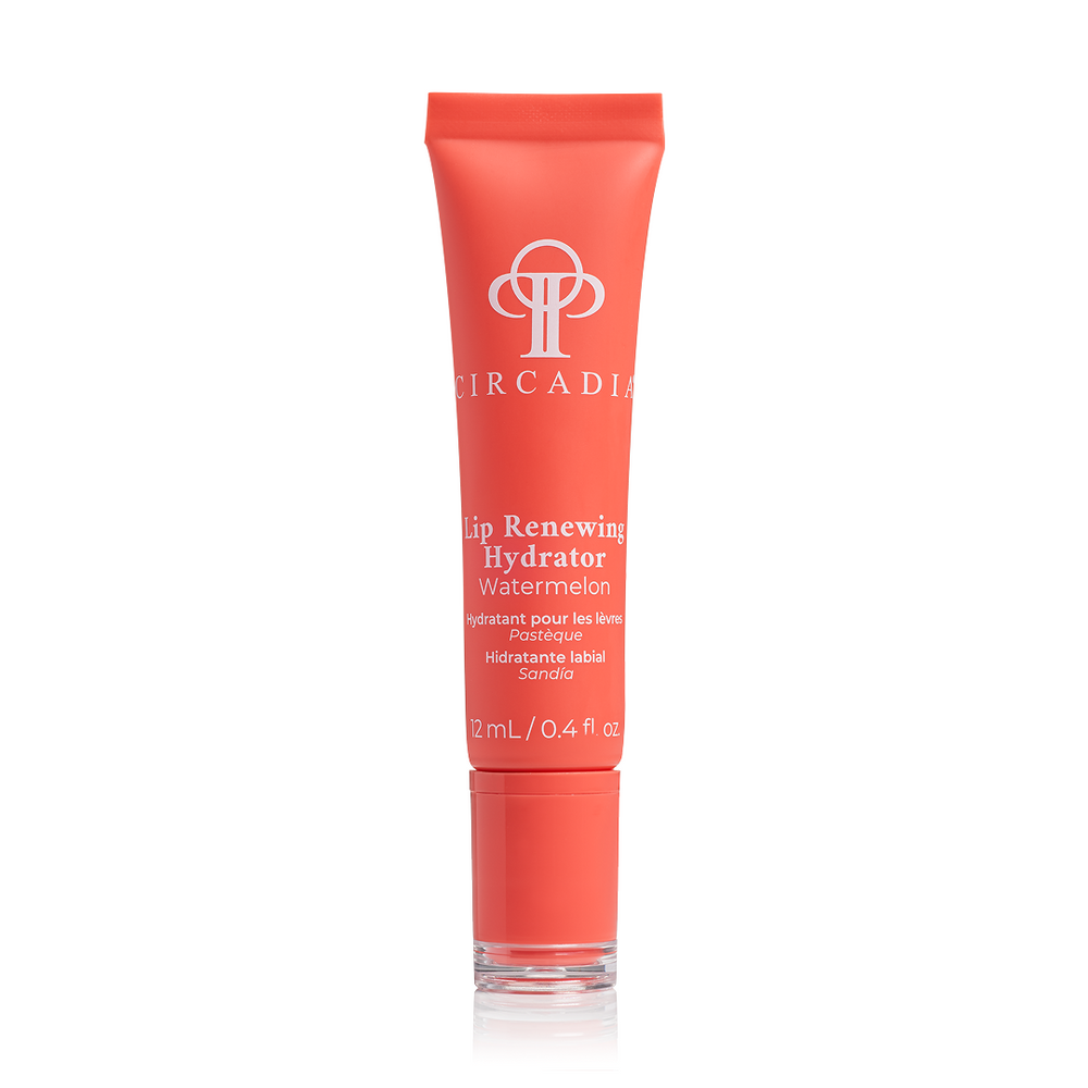 Circadia Lip Renewing Hydrator Watermelon lip care balm with fresh watermelon flavor and hydrating formula in a sleek tube.