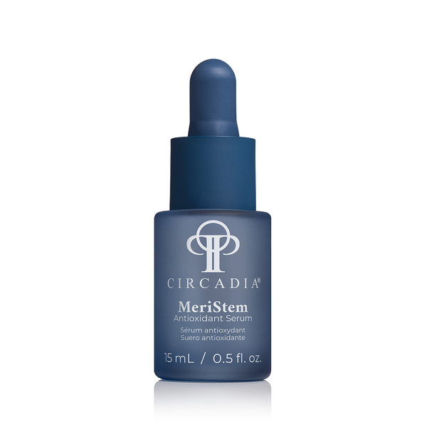 Circadia MeriStem Antioxidant Serum bottle with dropper, designed for skincare and antioxidant protection.