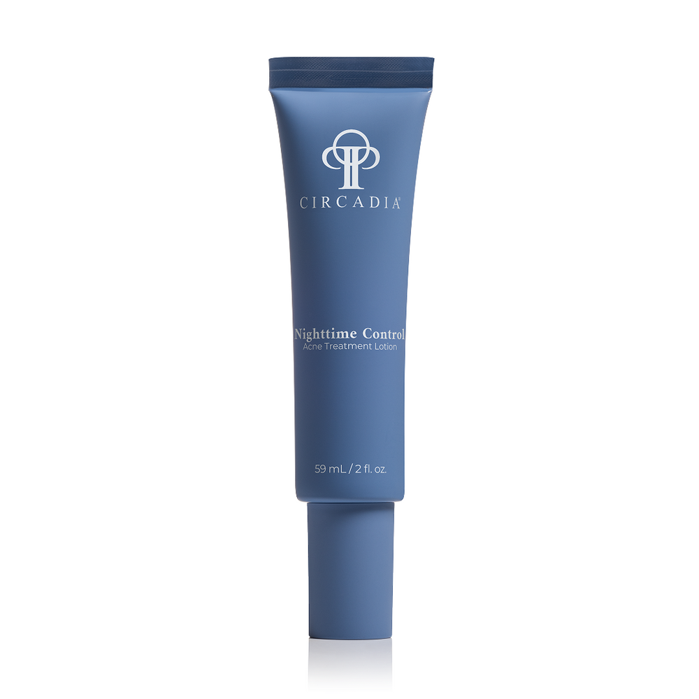 Circadia Nighttime Control Acne Treatment Lotion in a sleek bottle, designed to reduce acne while you sleep.