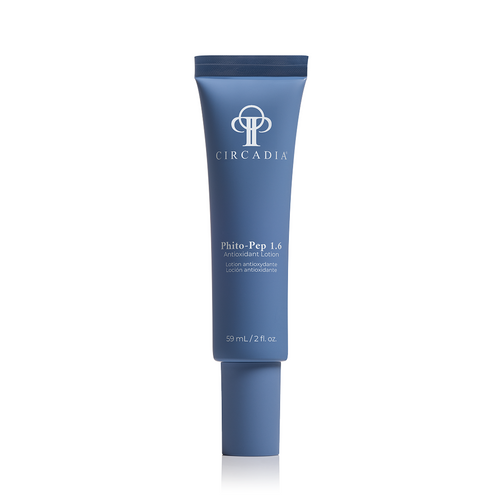 Circadia Phito-Pep 1.6 antioxidant night cream in a sleek jar, featuring a smooth, light-colored lotion with a white lid.