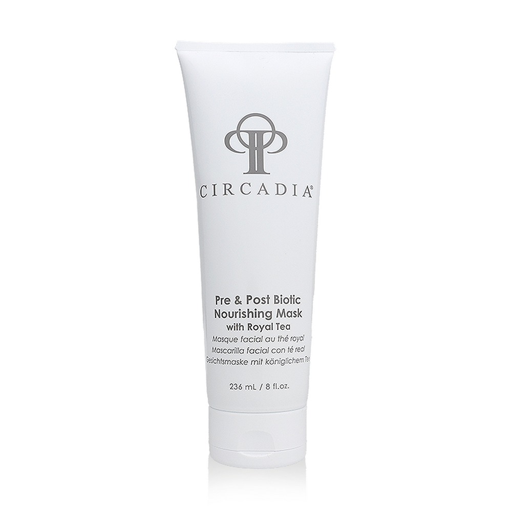 Circadia Pre & Post Biotic Nourishing Mask with Royal Tea, a skincare mask in a jar, designed for skin hydration and nourishment.