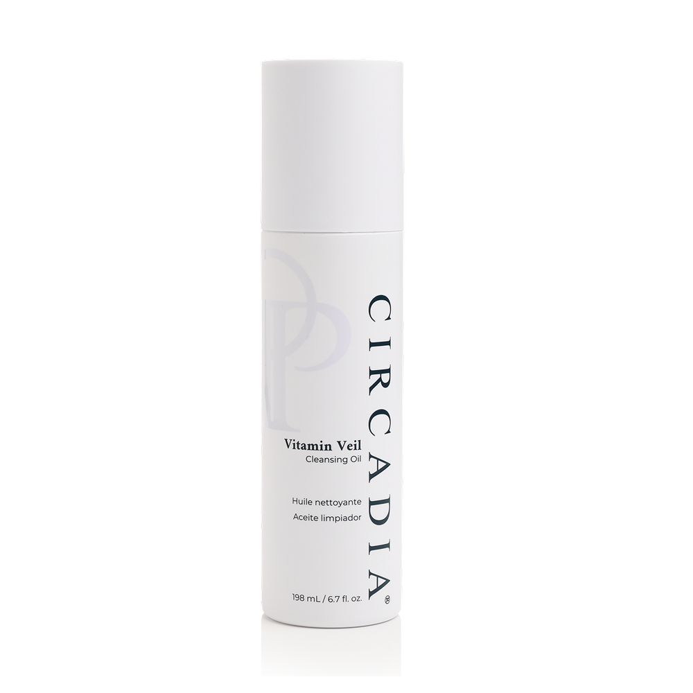 Circadia Vitamin Veil Cleansing Oil bottle, a gentle facial cleanser with vitamin-rich formula for healthy skin.