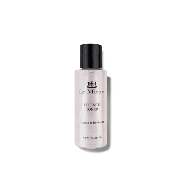 Le Mieux Essence Toner in a 2.0 oz bottle, showcasing a clear liquid with a sleek design against a neutral background.