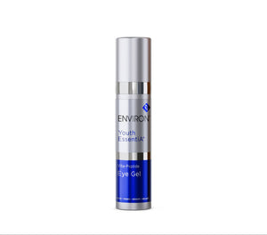 Environ Vita Peptide Eye Gel from the Youth Essentia Range in a 10ml tube, showcasing its sleek packaging and gel texture.