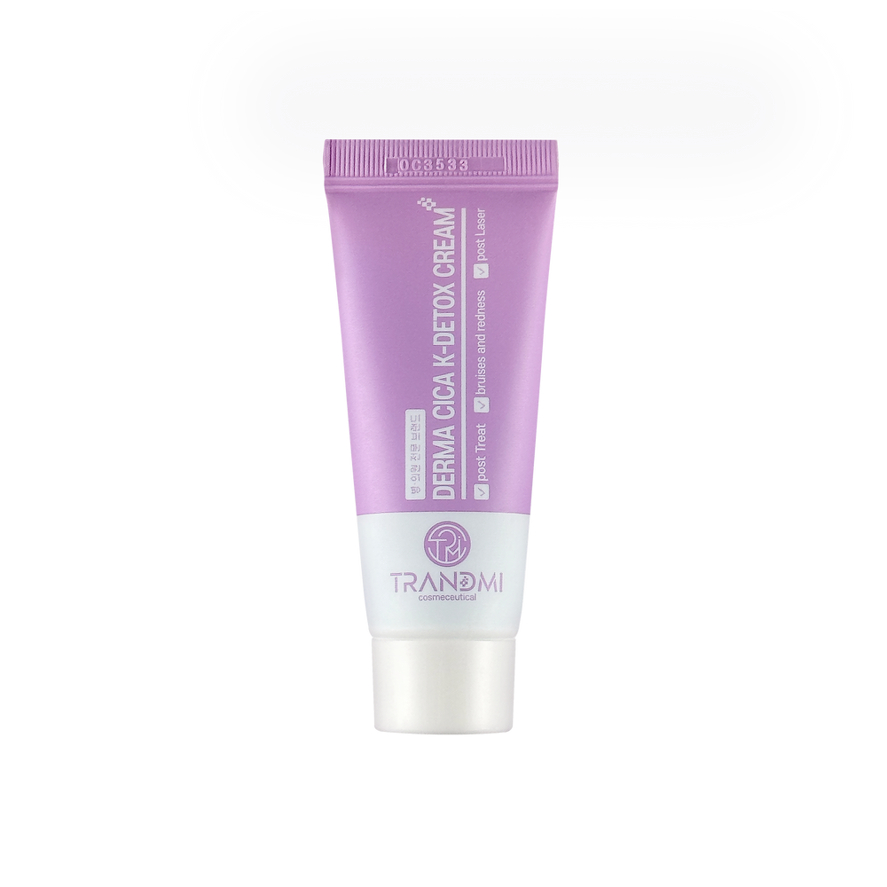Tov Beauty Trandmi Derma Cica K-Detox Cream 20ml in a jar, designed for soothing and healing bruised skin.