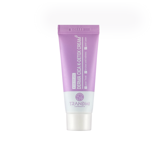 Tov Beauty Trandmi Derma Cica K-Detox Cream 20ml in a jar, designed for soothing and healing bruised skin.