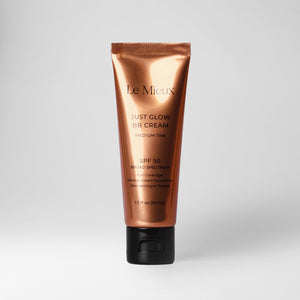 Le Mieux Just Glow BB Cream tube with SPF 50, showcasing its lightweight formula and sun protection benefits.