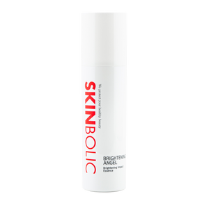Skinbolic Brightening Angel Impact Essence 200ml bottle with a sleek design, showcasing a light, luminous liquid inside.