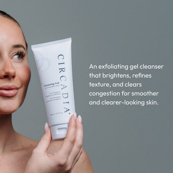 Circadia Cleansing Gel with Mandelic Acid for gentle facial cleansing and skin exfoliation.