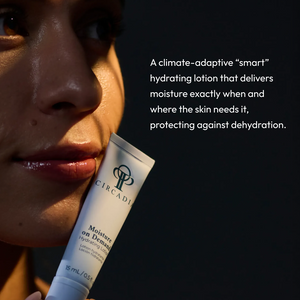 Circadia Moisture on Demand hydrating lotion in a pump bottle, designed to moisturize and nourish the skin.