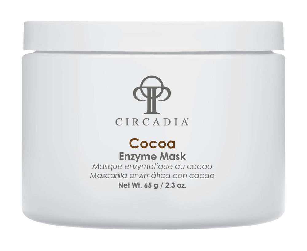 Circadia Cocoa Enzyme Mask jar, 2.3oz, featuring a brown container with the product label visible and a smooth lid.