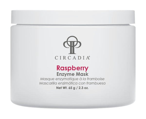 Circadia Raspberry Enzyme Mask in a 2.3oz jar, featuring a vibrant raspberry-colored creamy facial mask for deep cleansing and exfoliation.
