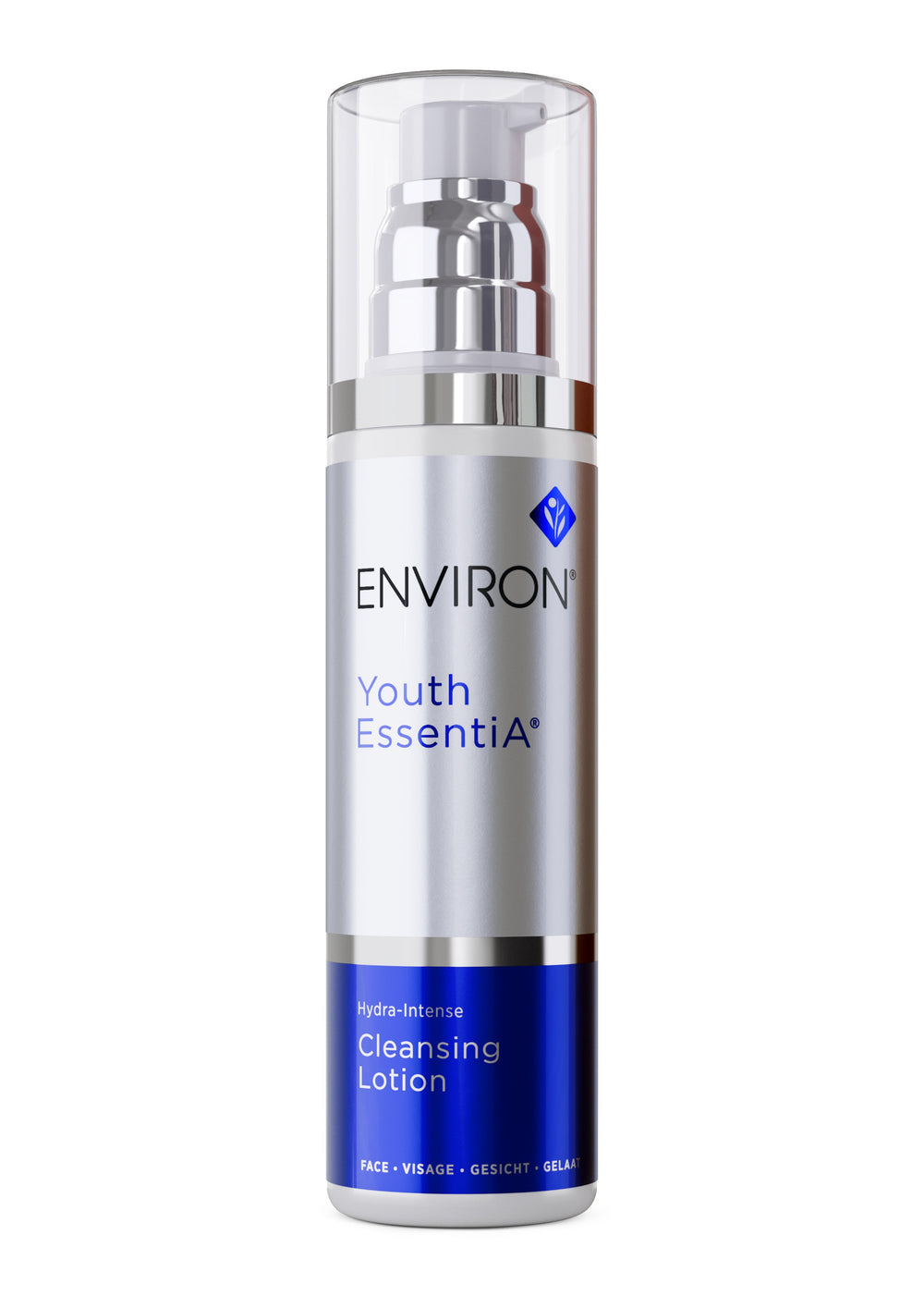 Environ Youth Essentia Hydra-Intense Cleansing Lotion 200ml in a sleek bottle with a light, creamy texture.