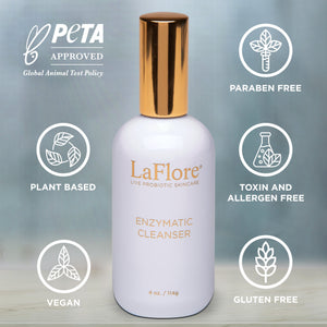 Osmosis Beauty LaFlore Enzymatic Cleanser in a bottle with a pump, showcasing the product's creamy texture and label.