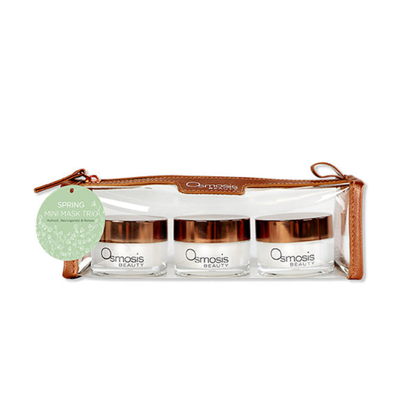 Osmosis Beauty Spring Mini Mask Trio featuring three different facial masks in sleek packaging.