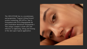 TOV Hevatox Gold Eye Lift Cream jar with a gold lid on a light background, showcasing its elegant design and texture.