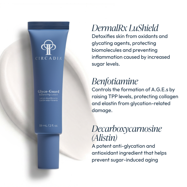Circadia Glyco-Guard Balancing Lotion night cream in a sleek white jar with a silver lid, designed for skin hydration and balance.