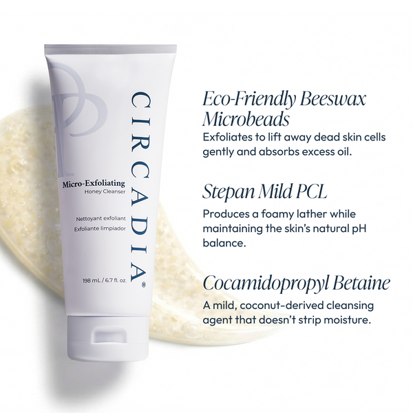 Circadia Micro-Exfoliating Honey Cleanser, a gentle facial cleanser with micro-exfoliating honey for smooth, refreshed skin.