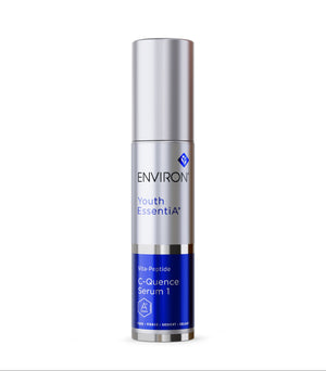 Environ Vita-Peptide C-Quence Serum 1 in a 35ml bottle from the Youth Essentia Range, showcasing its sleek design.