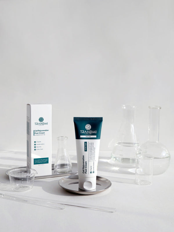 Tov Beauty Trandmi Cell Rejuvenation Post Cream 60ml in a jar, showcasing its creamy texture and elegant packaging.