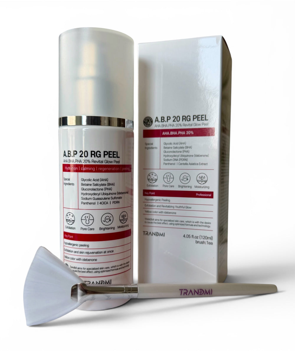 Tov Beauty Trandmi A.B.P 20 RG Peel bottle with white and pink label, 120ml, displayed upright on a plain background.