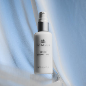 Le Mieux Sheer Hydration moisturizer jar with clear, smooth texture and minimalist packaging visible in the image.
