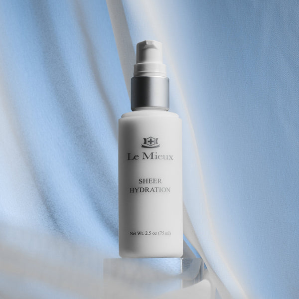 Le Mieux Sheer Hydration moisturizer jar with clear, smooth texture and minimalist packaging visible in the image.