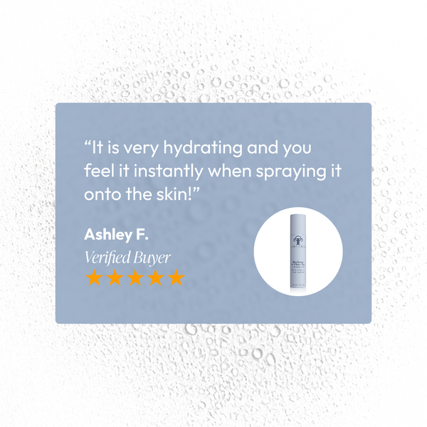 Circadia Blueberry & White Tea Hydrating Mist bottle with spray nozzle, featuring a blue and white label for skincare hydration.