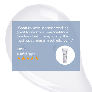 Circadia Lipid Replacing Cleansing Gel in a clear pump bottle with white gel and blue accents, designed for gentle facial cleansing.