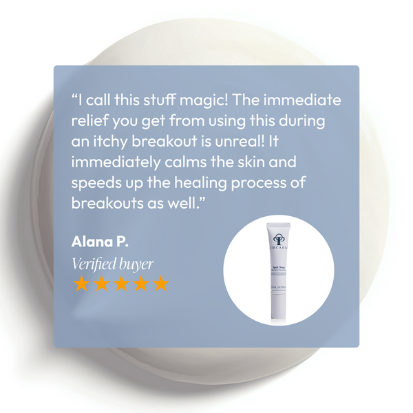 Circadia Spot Stop blemish corrector serum bottle with applicator for targeted acne treatment.