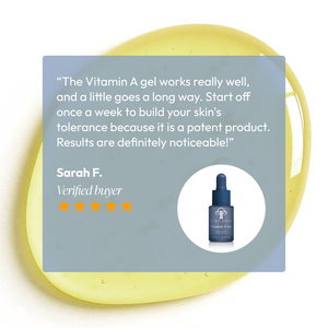 Circadia Vitamin A Gel serum in a clear bottle with dropper, designed for skincare and skin renewal.