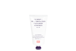 TOV Beauty All Mineral Multi-Protection Sunscreen 50ml tube with a white and green design on a neutral background.