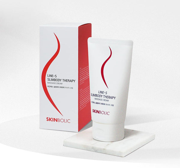 Skinbolic Line-S Slim Body Therapy Cream in a 150mL tube, featuring a sleek design and vibrant packaging.