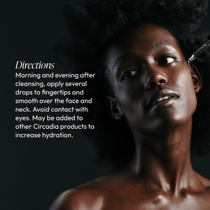 Circadia Hydralox Hydrating Oil serum in a clear glass bottle with dropper for deep skin hydration and nourishment.