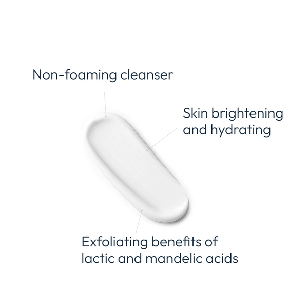 Circadia Amandola Milk Cleanser in a pump bottle, creamy texture, designed for gentle facial cleansing.