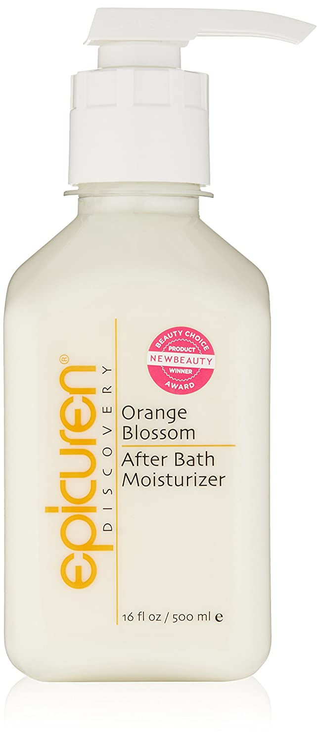 Epicuren Discovery After Bath Body Moisturizer in Orange Blossom, showcasing a creamy texture and elegant packaging.