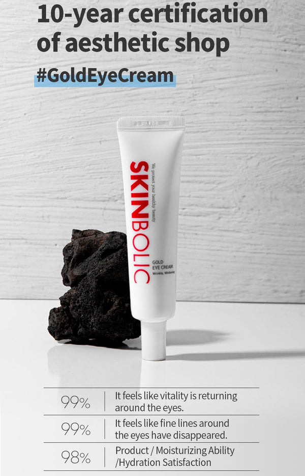 Skinbolic 24K Gold Eye Cream in a 30 ML jar, showcasing a luxurious gold-infused formula for eye care.