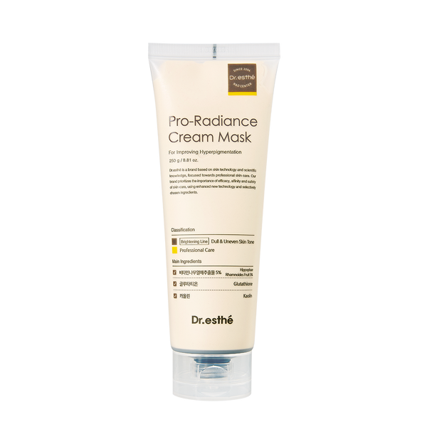 Dr. Esthe Pro-Radiance Cream Mask in a jar, showcasing its smooth, creamy texture and luxurious packaging.