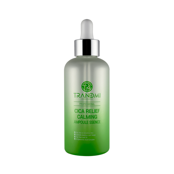 Tov Beauty Trandmi Cica Relief Calming Ampoule-ssence in a 60ml bottle for hydration and soothing skin relief.