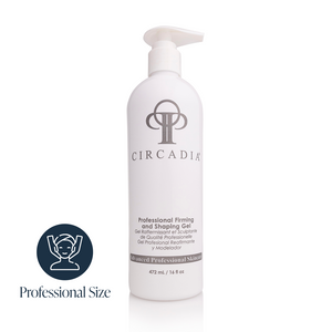 Circadia Firming & Shaping Gel body treatment jar with applicator cap, designed for firming and shaping skin.
