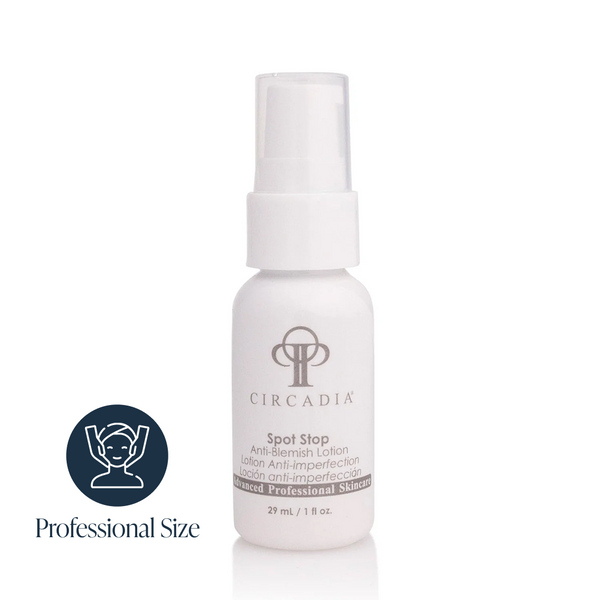 Circadia Spot Stop blemish corrector serum in a small tube, designed to target and reduce acne spots and blemishes.