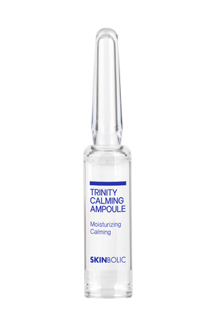 Skinbolic Trinity Calming Ampoule set of 10 vials, each 2ml, showcasing the soothing serum for sensitive skin.