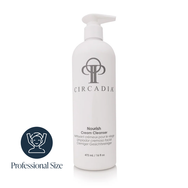 Circadia Nourish Cream Cleanser gel in a clear tube with a white cap, showing its gentle, nourishing formula for skincare.