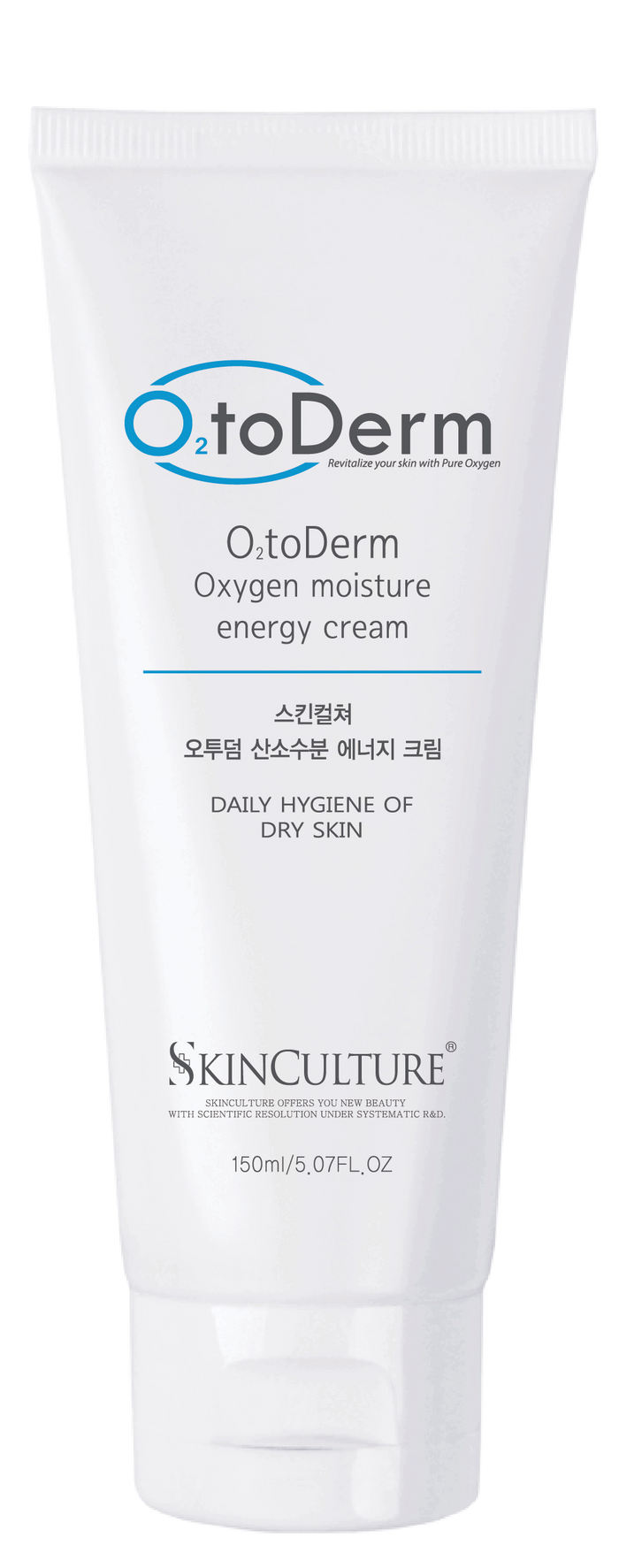 Skinculture O2toDerm Oxygen Energy Cream jar with a sleek design, showcasing its creamy texture and branding.