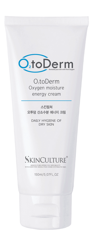 Skinculture O2toDerm Oxygen Energy Cream jar with a sleek design, showcasing its creamy texture and branding.